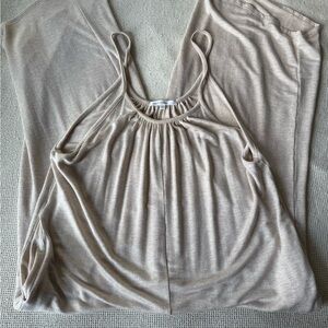 Elegant Tan Women's Cropped Jumpsuit